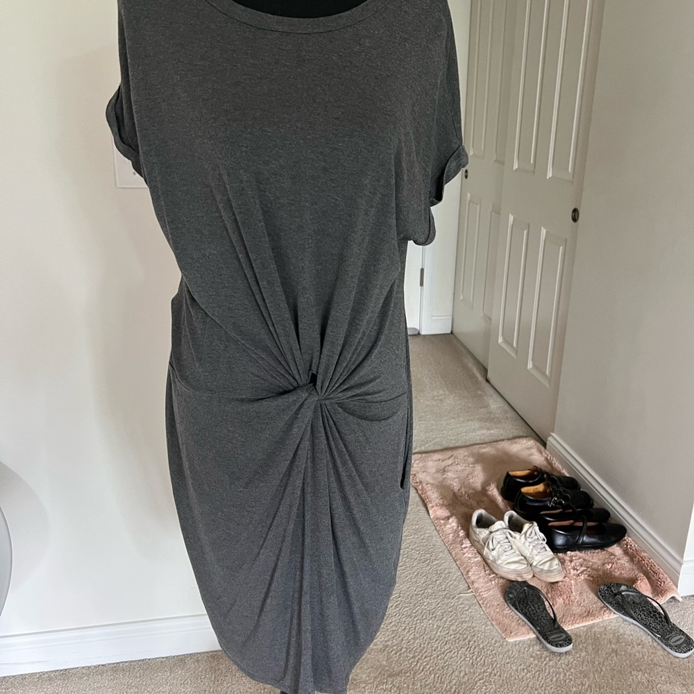 Chic Charcoal Knot Midi Dress